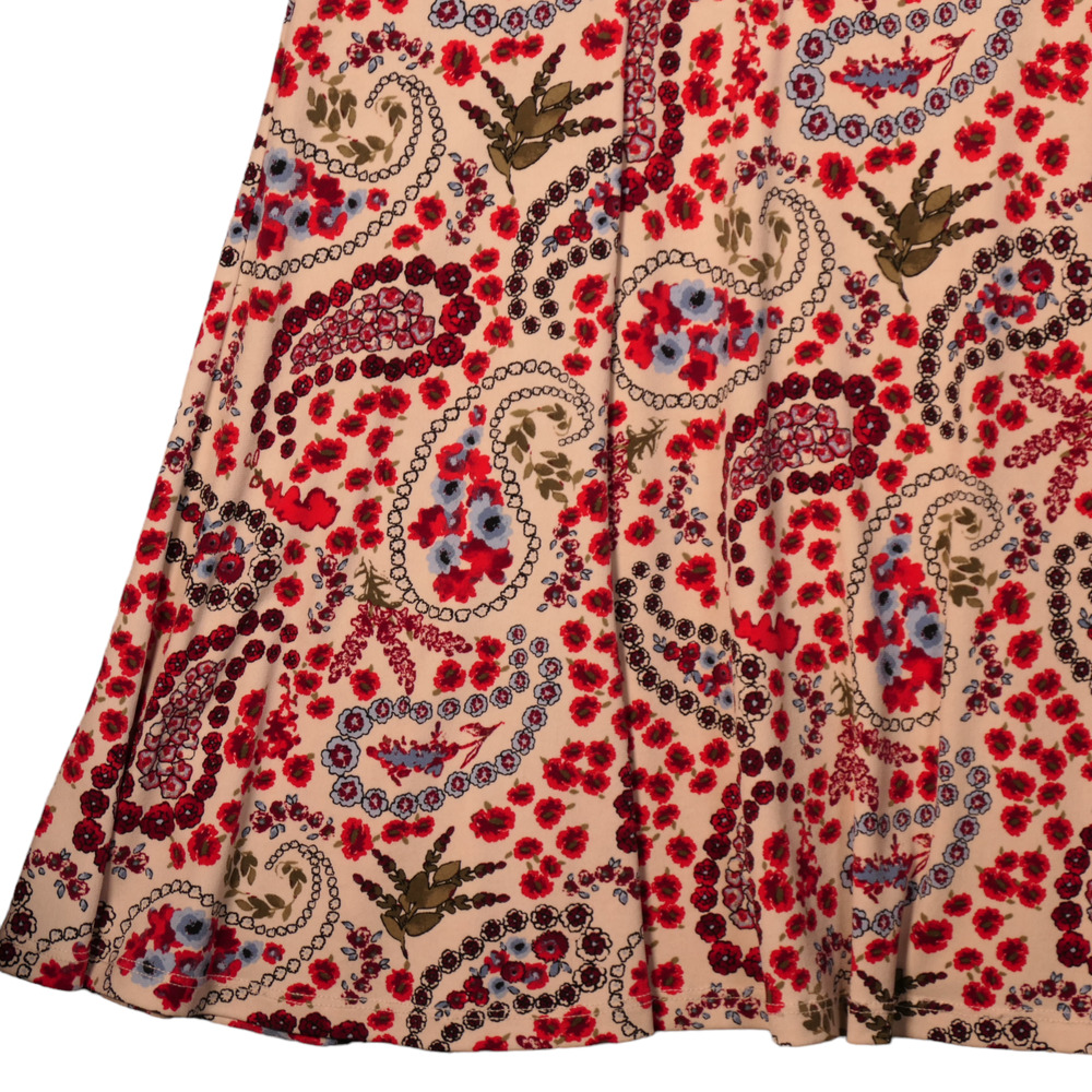 Cato Maxi Skirt Womens XS Red Ivory Floral Stretch Slinky Travel Pull On Boho - Picture 4 of 11